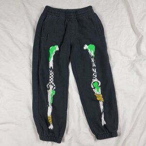 Vans Boys Medium Black Skeleton Print Sweatpants Winter Warm Casual Lounge Wear